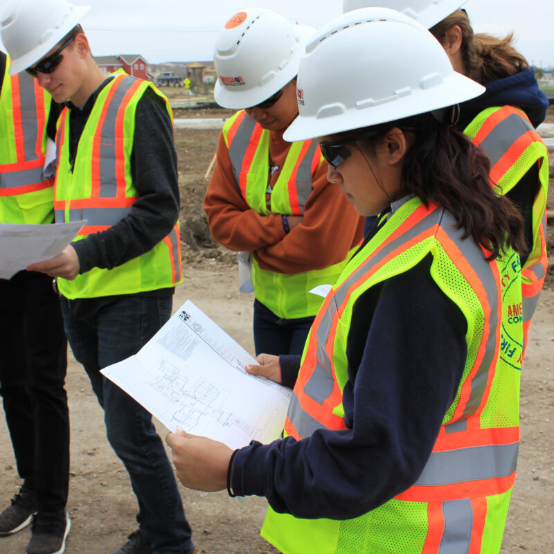 green building interns touring blazier intermediate school